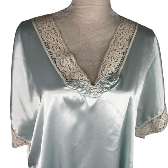 Vintage Val Mode Lingerie Nightgown Large Blue Lace V-Neck - Picture 3 of 13